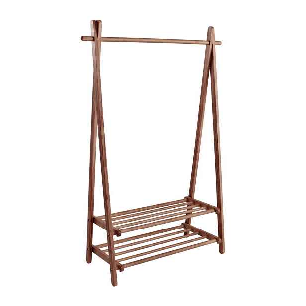 Stojan na oblečení z borovicového dřeva v tmavě přírodní barvě 100x150x41 cm Cole – Jotex