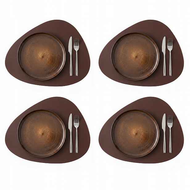 4x Kožená Podložka Na Stůl Podložka Baltan Home Tear L 47x37 cm hnědá