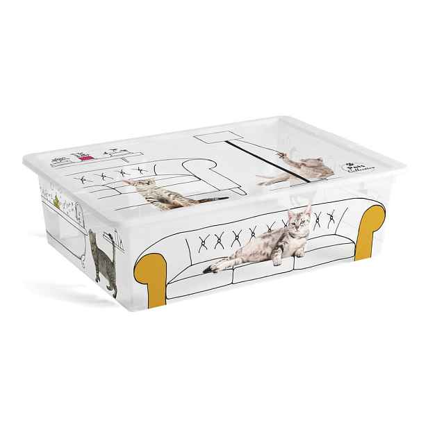 Bílý plastový úložný box s víkem 55x39x16 cm C Box Style – KIS
