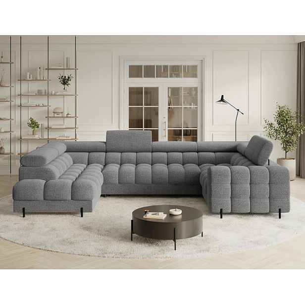 Designová sedací souprava do U KALANI - světle šedá, levé provedení