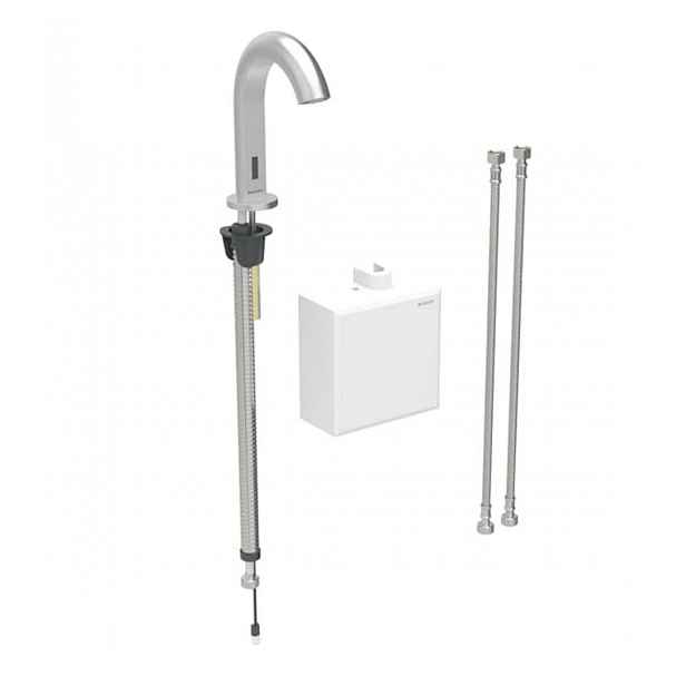 Geberit Piave - Elektronická termostatická umyvadlová baterie, bateriové napájení, easy to clean, kartáčovaný nerez 116.168.SN.1