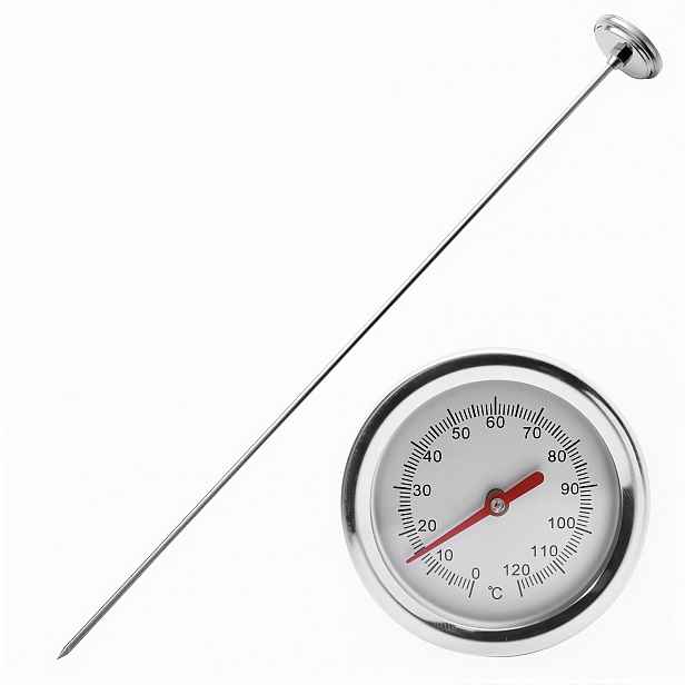 TEMU Kompostovací teploměr s 39,4palcovým stonkem, voděodolný teploměr půdy, stupně Fahrenheita a , nerezová ocel, s průvodcem teploty