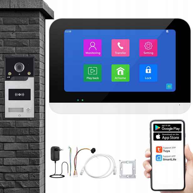 Wifi Videotelefon Dotykový Interkom Nfc Zvonek Brána Klíčenky Interkom Tuya