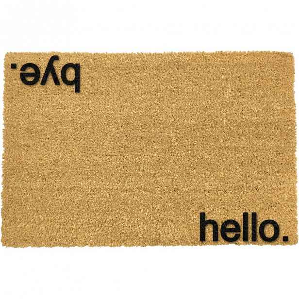 Černá rohožka z přírodního kokosového vlákna Artsy Doormats Hello, Bye, 40 x 60 cm