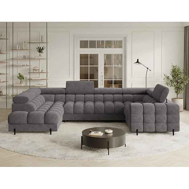 Designová sedací souprava do U KALANI - šedá, levé provedení