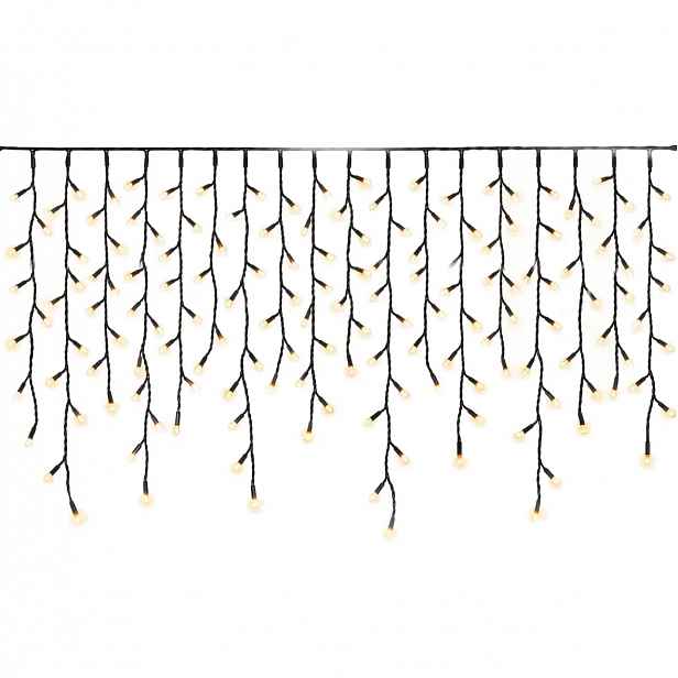 Easy Fix venkovní LED rampouchy světelné, 300 × 90 cm, teple bílá, 174 diod, černý kabel, IP67, prodlužovací