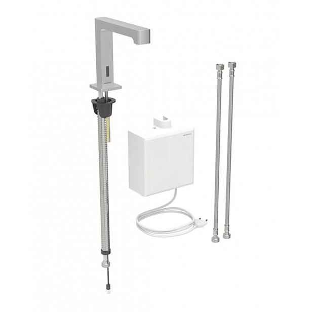 Geberit Brenta - Elektronická umyvadlová baterie, síťové napájení, easy to clean, kartáčovaný nerez 116.172.SN.1
