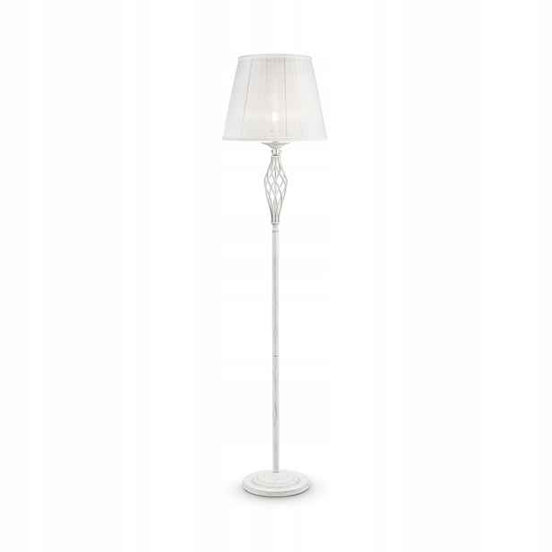 Klasická bílá podlahová lampa s stínítkem a krystaly 165 cm Maytoni