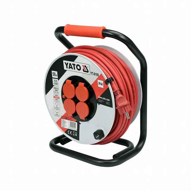 Prodlužovací Kabel Na Bubnu 50 M IP44 4 Zásuvky 3600 W Se Stativem Yato