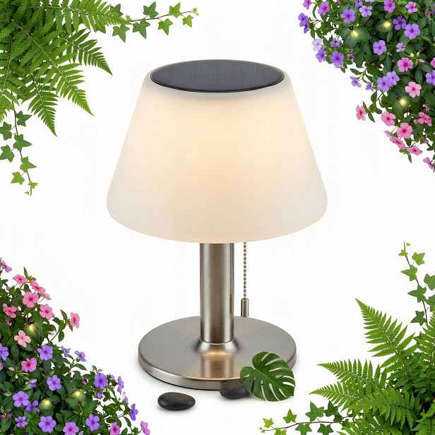 Solární Zahradní Lampa Led Stolní Na Terasa Balkon 27,5 CM Bílá