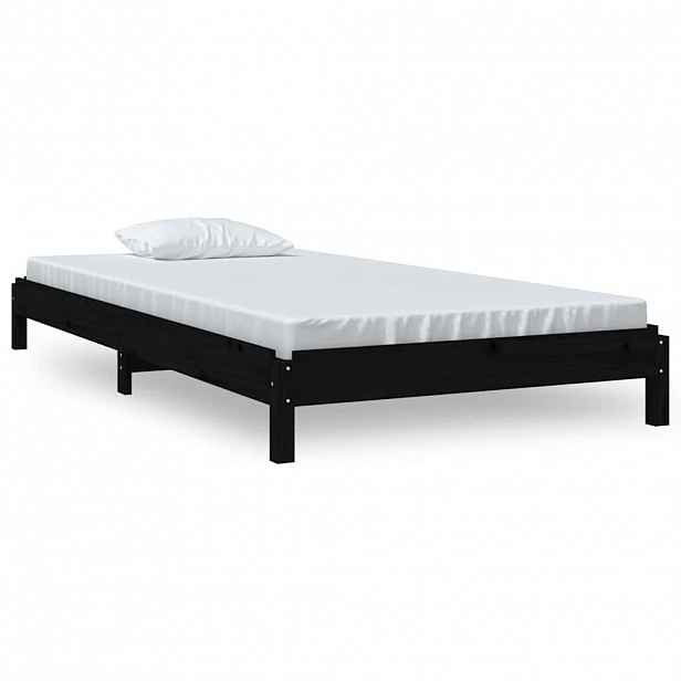 vidaXL Stohovatelná postel černá 75 x 190 cm masivní borovice