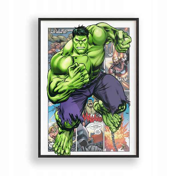Plakát Hulk Avengers v černém dřevěném Rámeček 30x42 cm