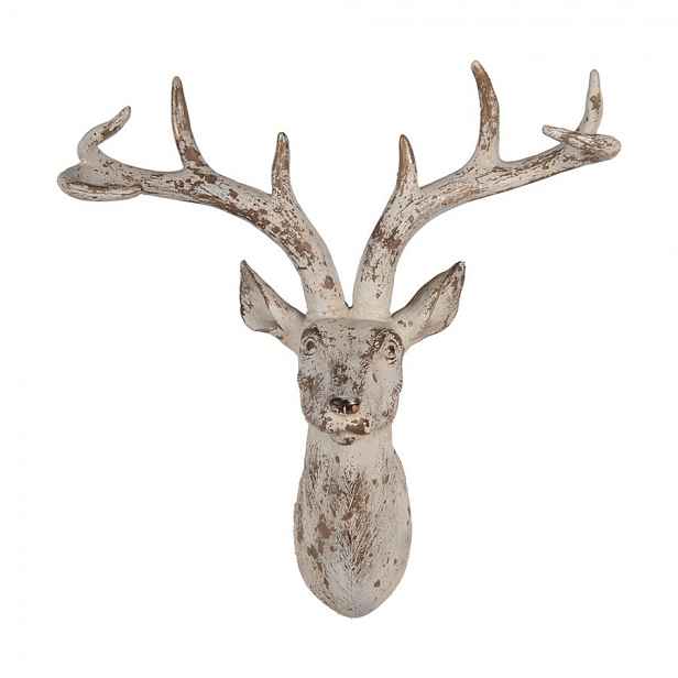 Béžová antik nástěnná dekorace Jelen Deer - 33*16*37 cm Clayre & Eef