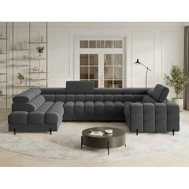 Designová sedací souprava do U KALANI - tmavě šedá, levé provedení