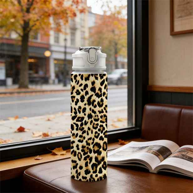 TEMU Lehká láhev na vodu o objemu 25,9 oz, odolná proti úniku, s leopardím designem, ideální pro sport, cestování a použití v posilovně. Opakovaně