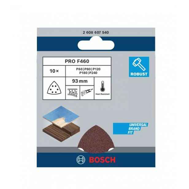 Bosch - 10dílná sada brusných papírů, rozměry 93x93 mm 2608607540
