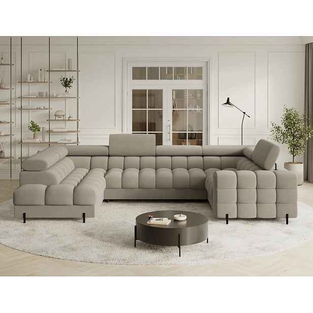Designová sedací souprava do U KALANI - béžová, levé provedení