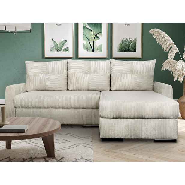 Rohová sedačka Miles, krémová strukturovaná látka