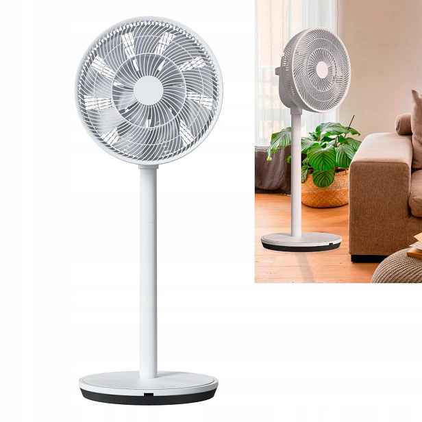 Stojanový nebo stolní ventilátor 2v1 27W Nastavitelná výška Tichý bílý