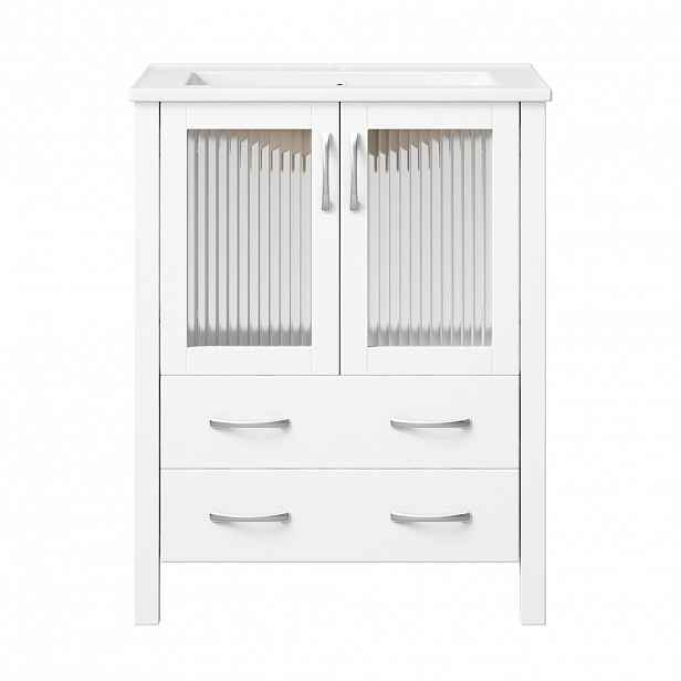 Urban Meuble KOUPELNOVÁ SKŘÍŇKA S UMYVADLEM bílá 61 cm, volně stojící