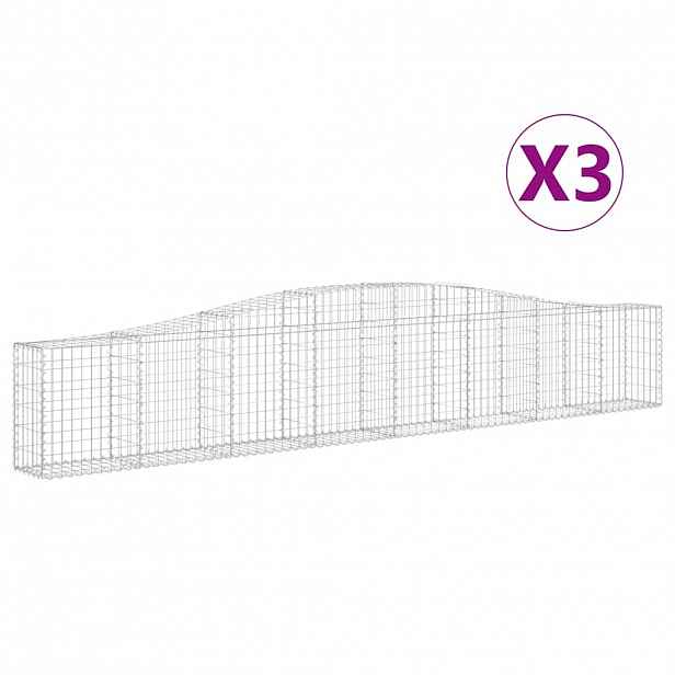 vidaXL Klenuté gabionové koše 3 ks 400x30x60/80 cm pozinkované železo