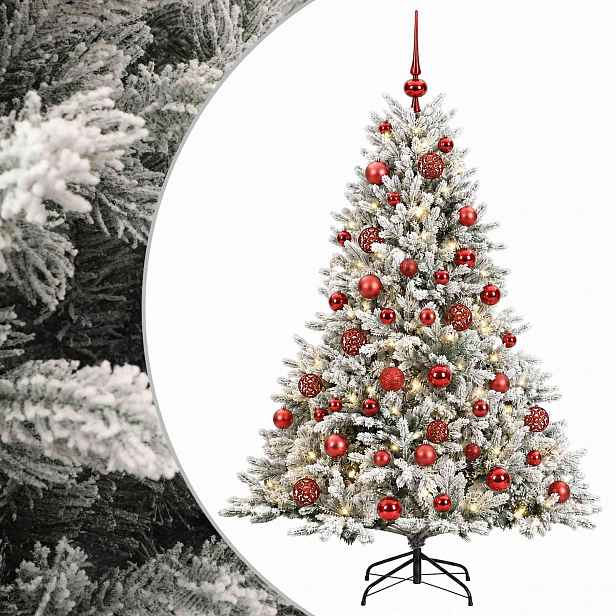 vidaXL Umělý vánoční stromek s vánočními koulemi 120 cm 150 LED