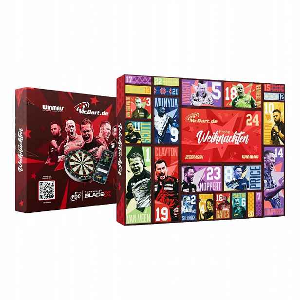 Adventní kalendář McDart Steel Darts 2026 Dart Winmau Red Dragon Set