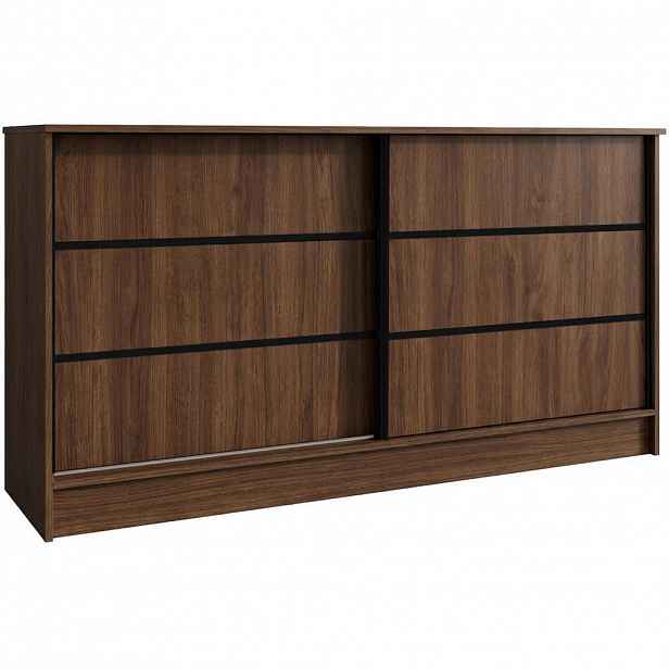 Beautysofa KOMODA Mirela se 2 posuvnými dveřmi, 160 cm, ořech + černá