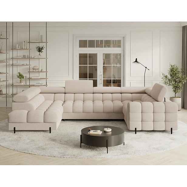 Designová sedací souprava do U KALANI - světle béžová, levé provedení