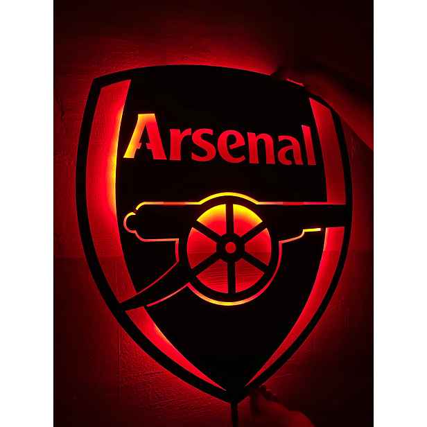 Fc Arsenal London Dřevěný obraz Noční Lampa Led na baterie dálkové ovládání