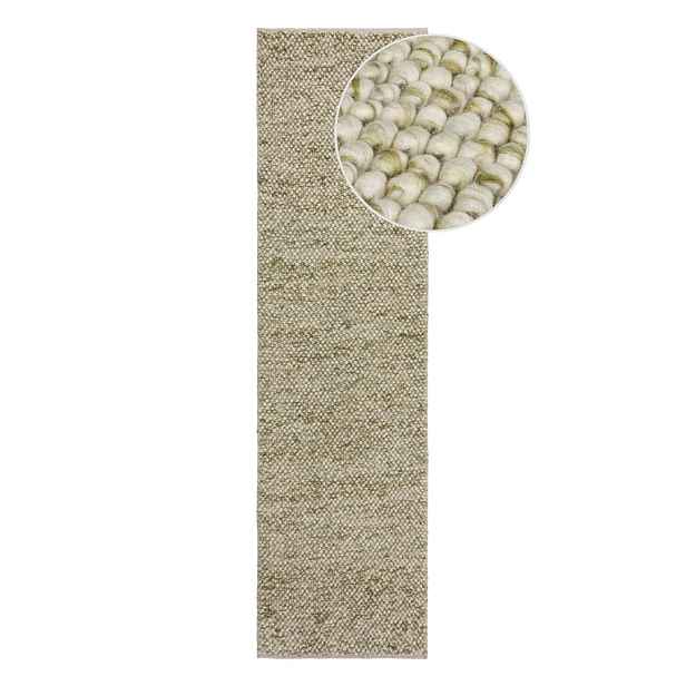 Khaki ručně tkaný běhoun s příměsí vlny 60x230 cm Minerals – Flair Rugs
