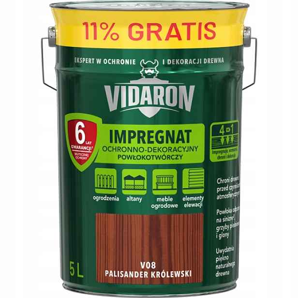 Vidaron Impregnace Na Dřevo 5L Královský Palisandr V08 4,5L 0,5L 11%BONUS