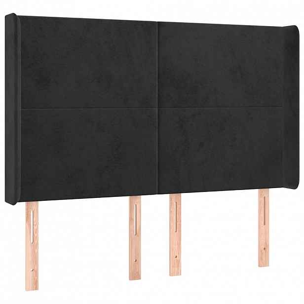 vidaXL Čelo postele typu ušák černé 147x16x118/128 cm samet
