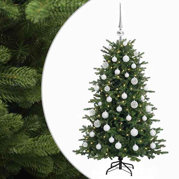 vidaXL Umělý vánoční stromek s vánočními koulemi 150 cm 150 LED