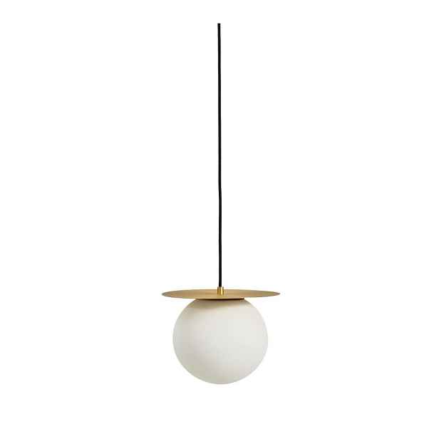Bílé/ve zlaté barvě kovové závěsné svítidlo se skleněným stínidlem ø 25 cm Brisia – Kave Home