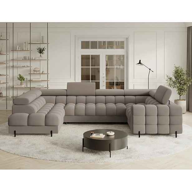 Designová sedací souprava do U KALANI - tmavě béžová, levé provedení