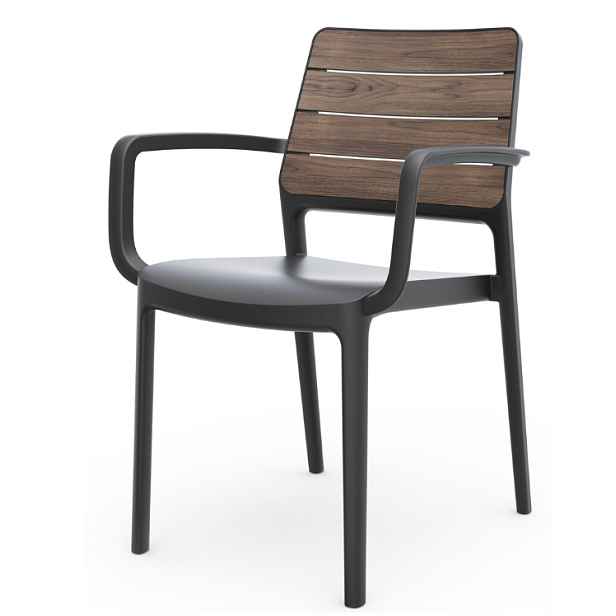 KETER Zahradní křeslo DEPORTO s područkami | walnut / grafit