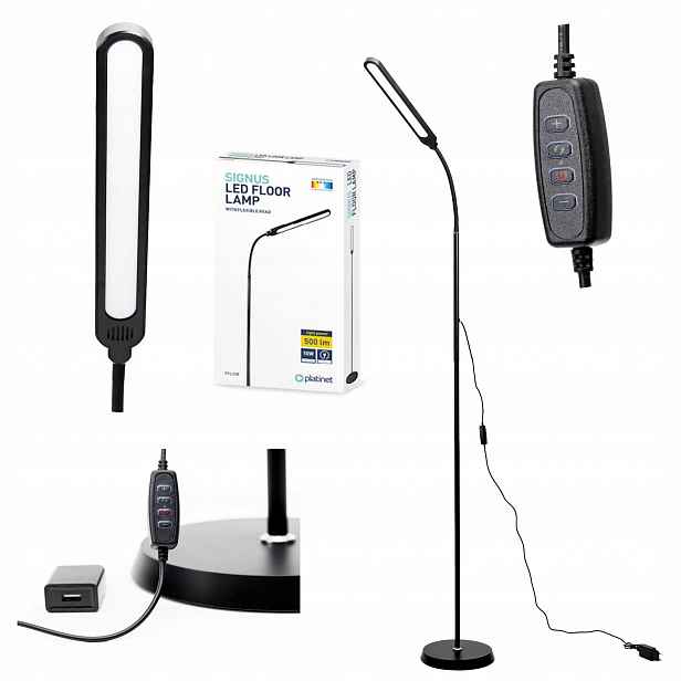 Led podlahová lampa 10W 500lm 150 cm s vypínačem, černá
