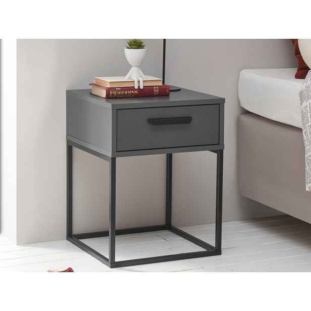 Noční stolek s 1 zásuvkou Suna, grafitový