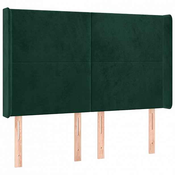 vidaXL Čelo postele typu ušák tmavě zelená 147x16x118/128 cm samet