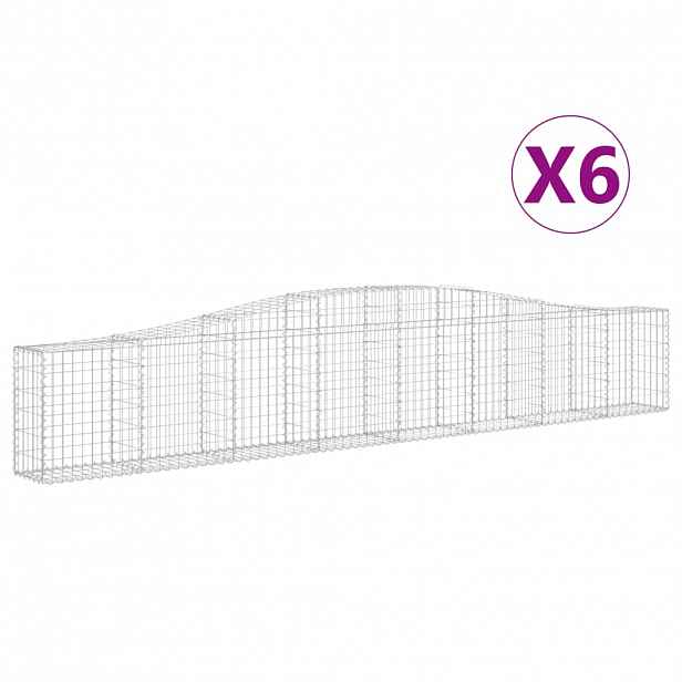 vidaXL Klenuté gabionové koše 6 ks 400x30x60/80 cm pozinkované železo