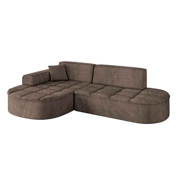 ALTDECOR ROHOVÁ SEDAČKA s otomanem, levá TARO-L1 243x171x79,5 Hnědá Velur