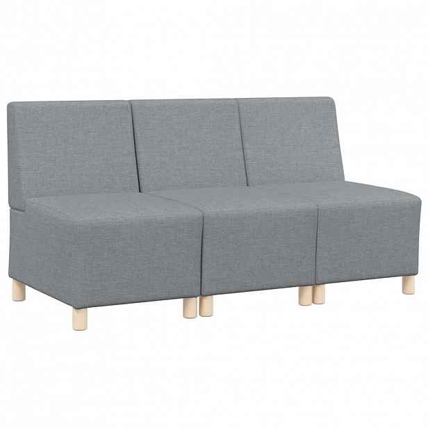 vidaXL Modulová sedačka bez opěradel 3 ks Světle šedá textil