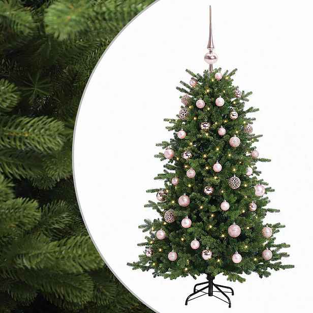 vidaXL Umělý vánoční stromek s vánočními koulemi 150 cm 150 LED