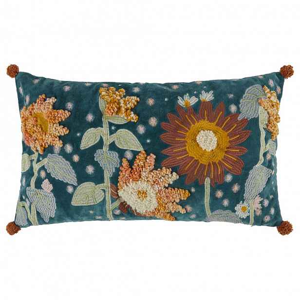 Butlers BOHEMIAN Polštář květinová louka 30 x 50 cm - modrá