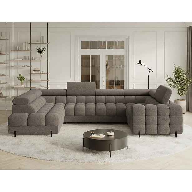 Designová sedací souprava do U KALANI - šedohnědá, levé provedení