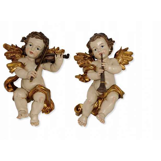 Figurky Andělé Putto s nástroji Zlaté 44 cm vysoké Krásné