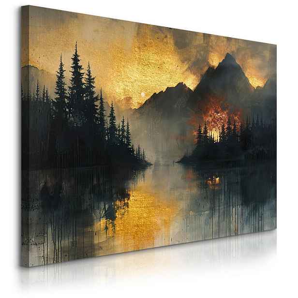 Muralo OBRAZ NA PLÁTNĚ Hory Les Krajina Glamour Styl 70x50 cm