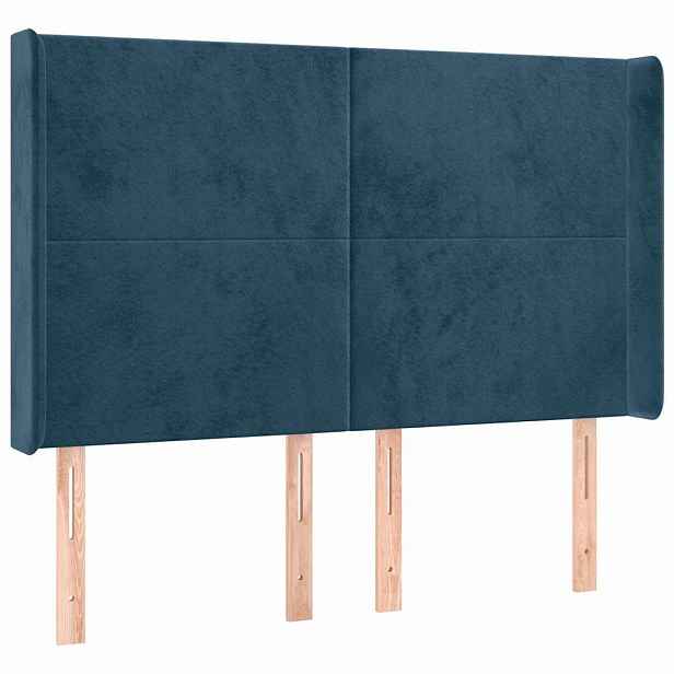 vidaXL Čelo postele typu ušák tmavě modrá 147x16x118/128 cm samet