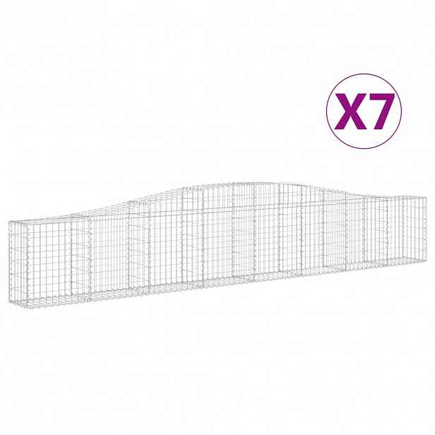 vidaXL Klenuté gabionové koše 7 ks 400x30x60/80 cm pozinkované železo